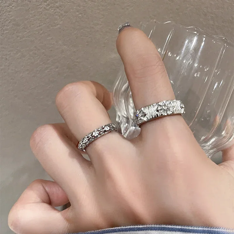 Men Accessories Drawing - خاتم معدني لامع مفتوح للرجال والنساء،